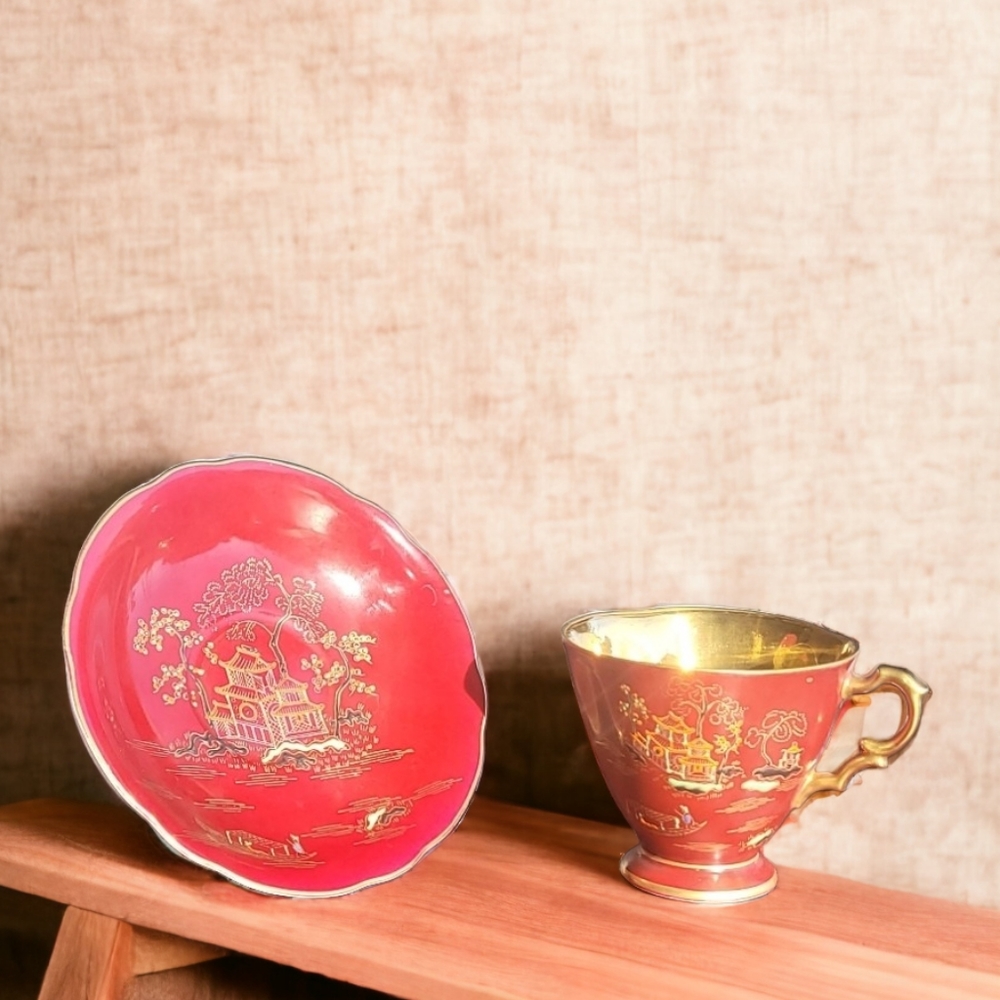 Vtg Handpainted Cup & Saucer